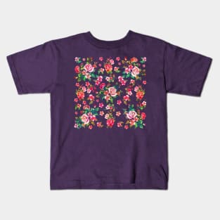 Boho Chic spring roses floral watercolor pattern Kids T-Shirt